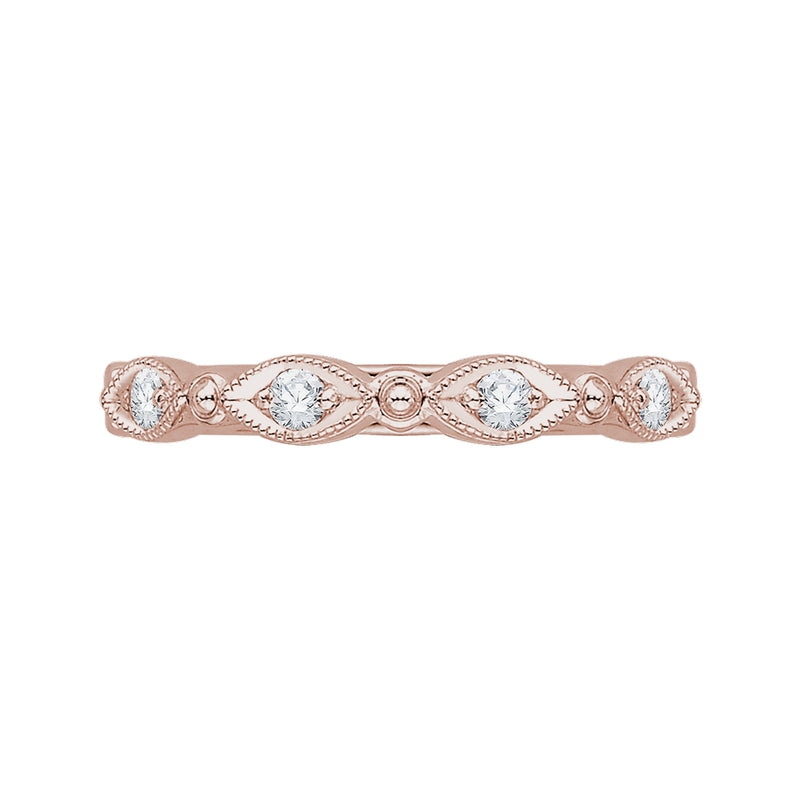 Shah Luxury 14K Rose Gold Round Diamond Eternity Wedding Band