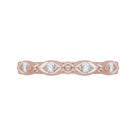 Shah Luxury 14K Rose Gold Round Diamond Eternity Wedding Band