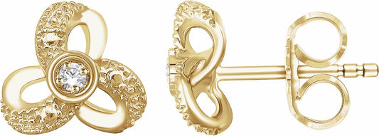 14K Yellow 1/6 CTW Diamond Knot Earrings