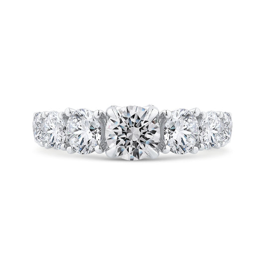 Shah Luxury 14K White Gold Round Cut Diamond Engagement Ring (Semi-Mount)