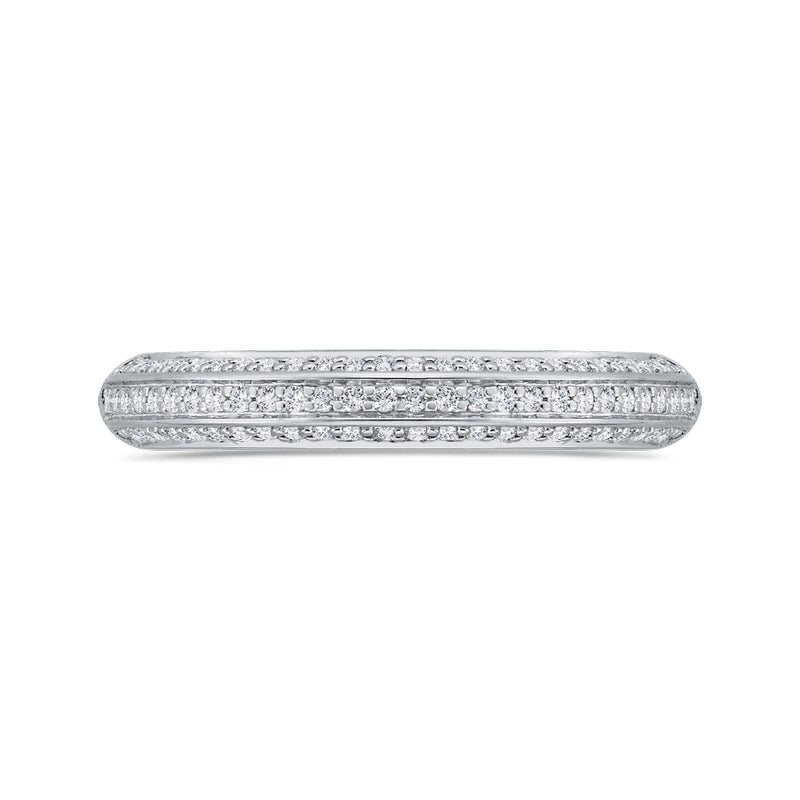 Shah Luxury 14K White Gold Three Row Diamond Wedding Band
