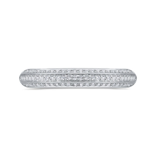 Shah Luxury 14K White Gold Three Row Diamond Wedding Band