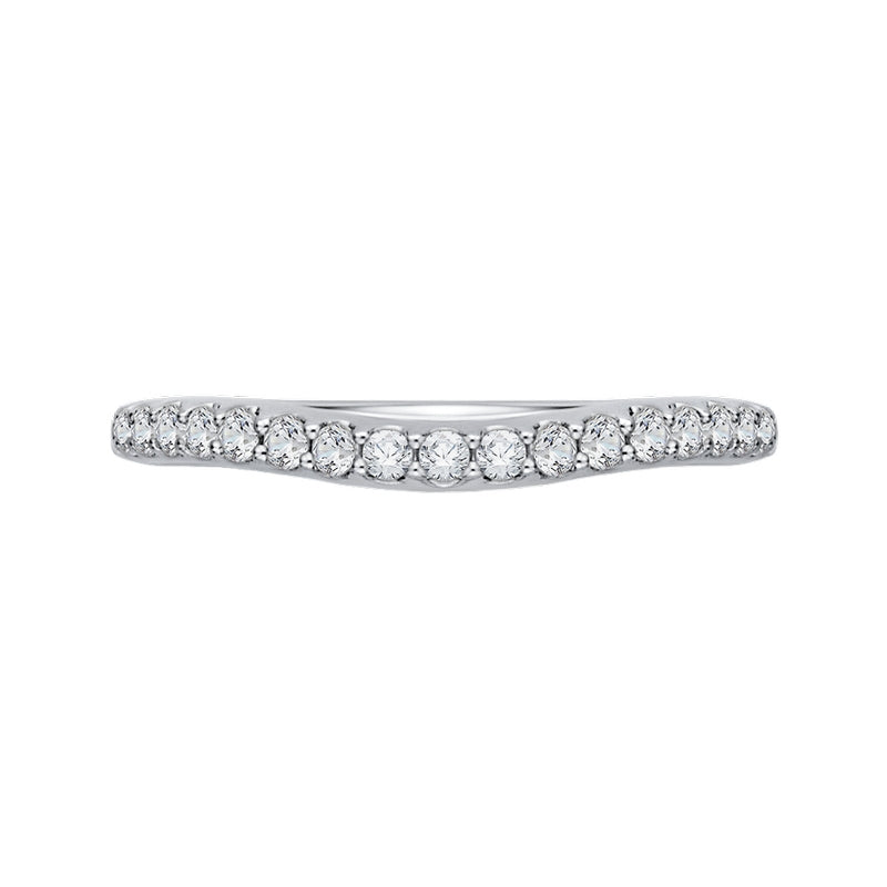 Shah Luxury 14K White Gold Round Diamond Half-Eternity Wedding Band