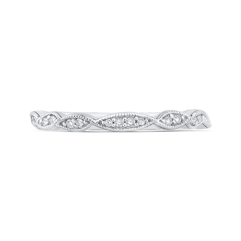 Shah Luxury 14K White Gold Round Diamond Infinity Wedding Band