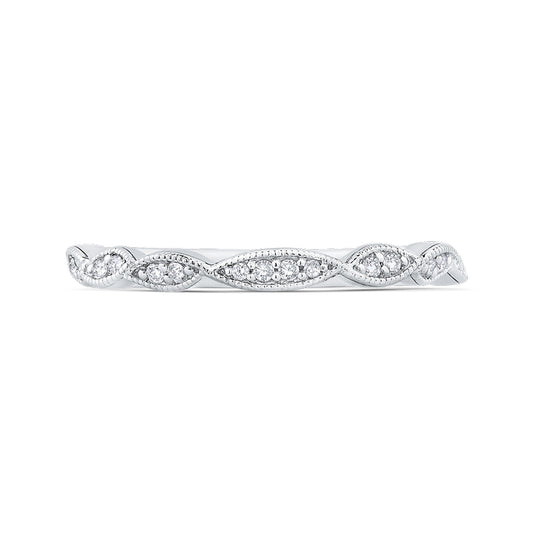 Shah Luxury 14K White Gold Round Diamond Infinity Wedding Band