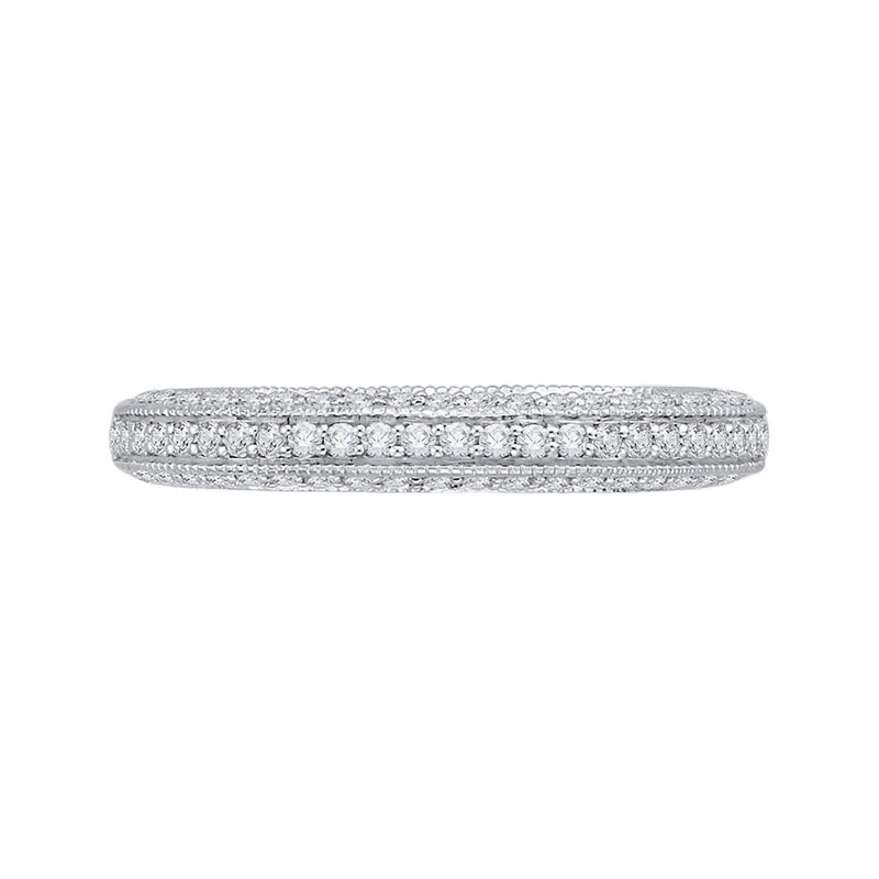 Shah Luxury 14K White Gold Round Diamond Half-Eternity Wedding Band