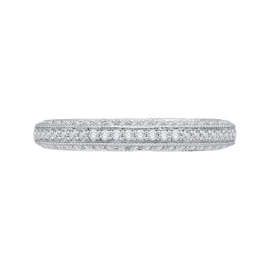 Shah Luxury 14K White Gold Round Diamond Half-Eternity Wedding Band
