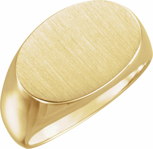 14K Yellow 18x12 mm Oval Signet Ring