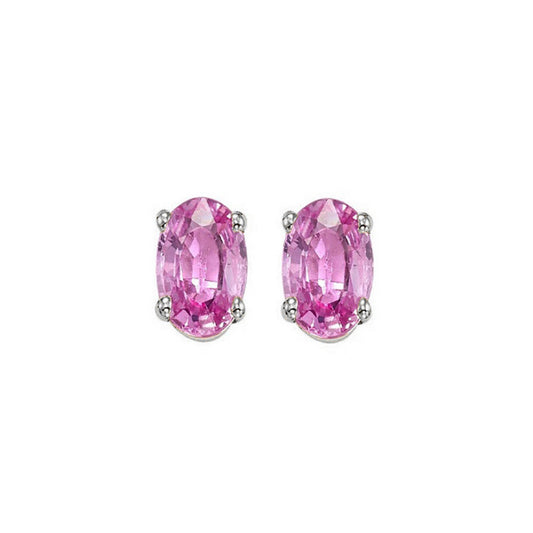 Gems One 14Kt White Gold Pink Sapphire (1 Ctw) Earring
