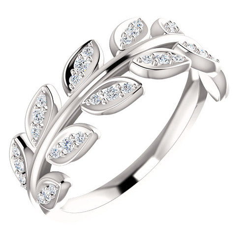 Stuller 14k White Gold 1/4ct Diamond Leaf Fashion Ring