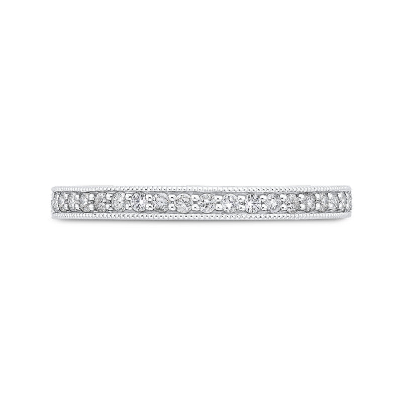 Shah Luxury Round Cut Diamond Half-Eternity Wedding Band In 14K Two-Tone Gold