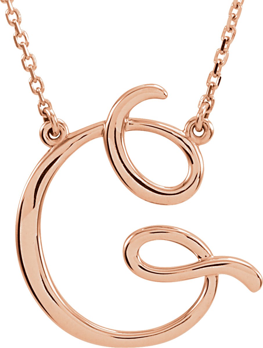 14K Rose Script Initial G 16 Necklace