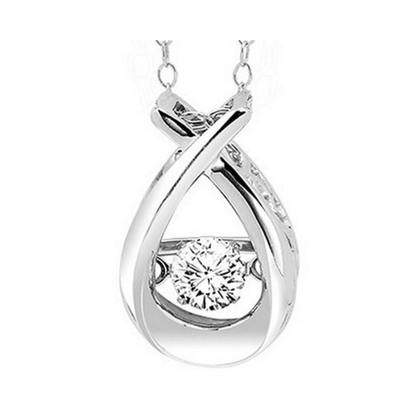 Gems One 14KT White Gold & Diamond Rhythm Of Love Neckwear Pendant  - 1/4 ctw