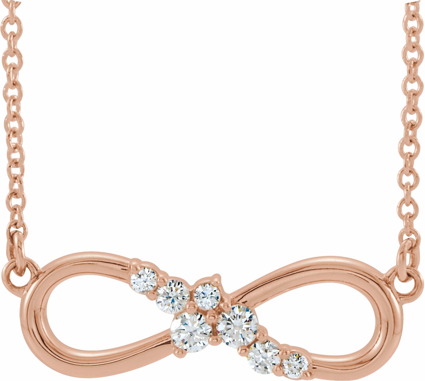 14K Rose 1/8 CTW Diamond Infinity-Inspired Bar 18 Necklace