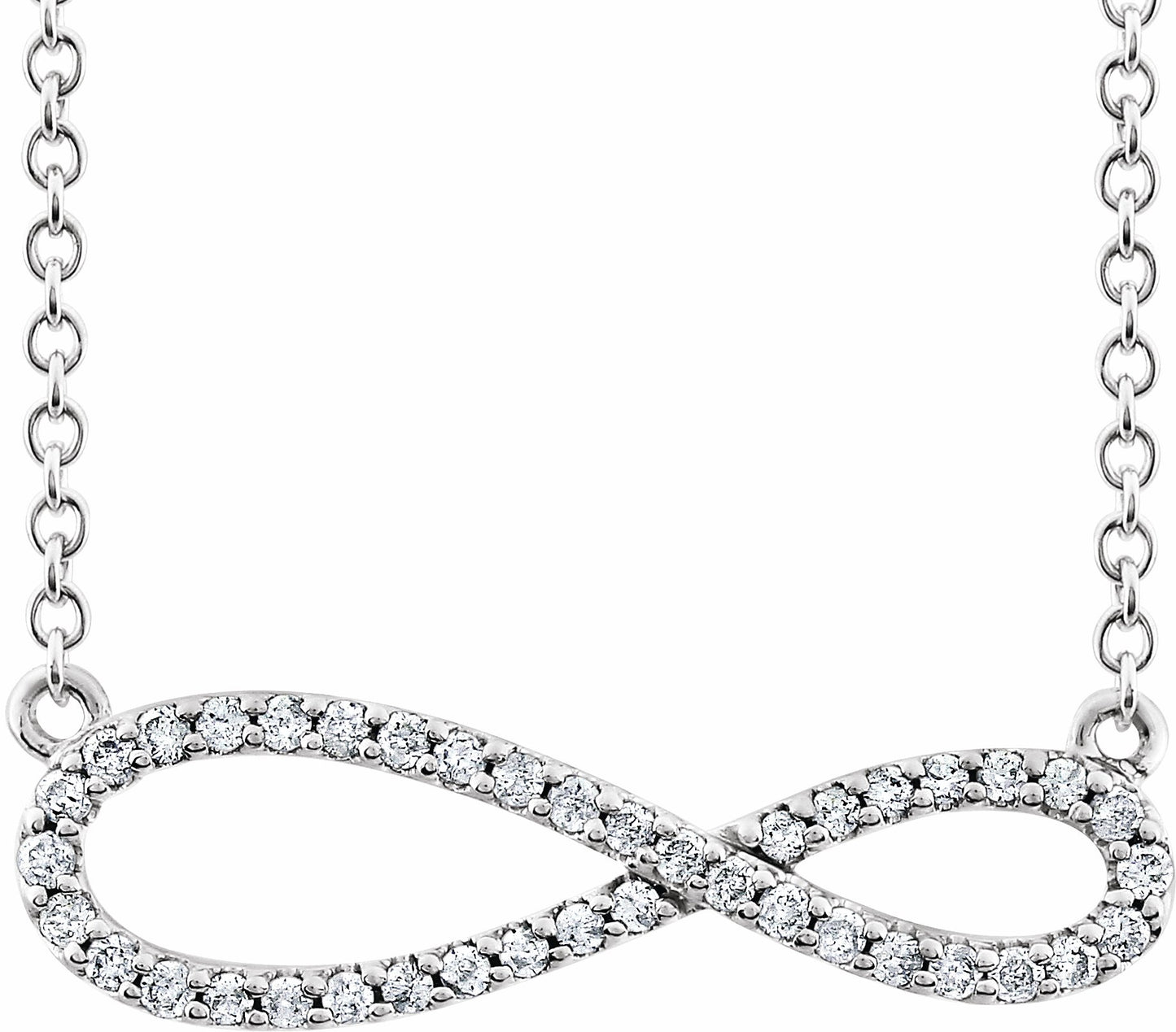 14K White 1/4 CTW Diamond Infinity-Inspired 16-18 Necklace