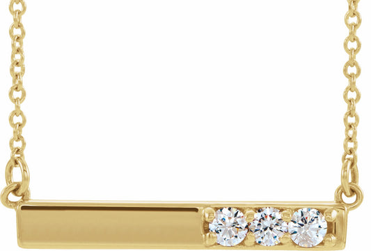 14K Yellow 1/5 CTW Diamond Bar 16-18 Necklace