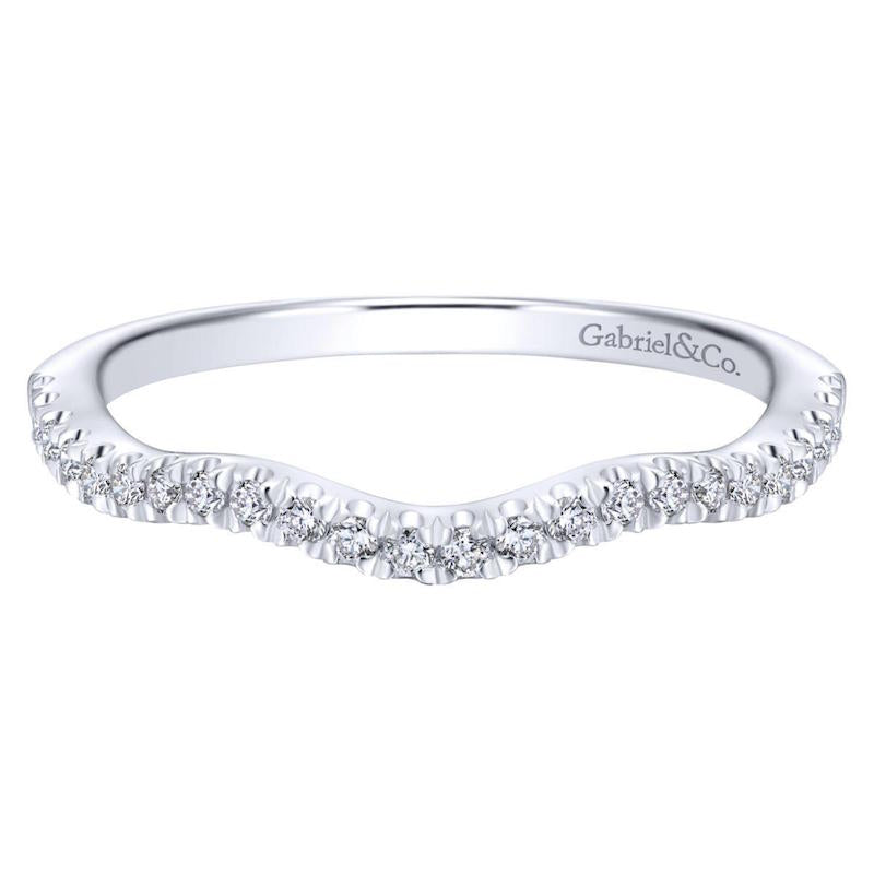 Gabriel & Co. 14k White Gold Contemporary Curved Wedding Band