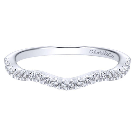 Gabriel & Co. 14k White Gold Contemporary Curved Wedding Band