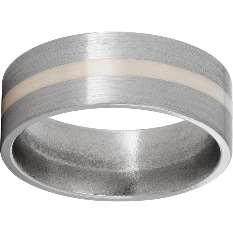 Titanium Flat Band with a 2mm Sterling Silver Inlay and Satin Finish