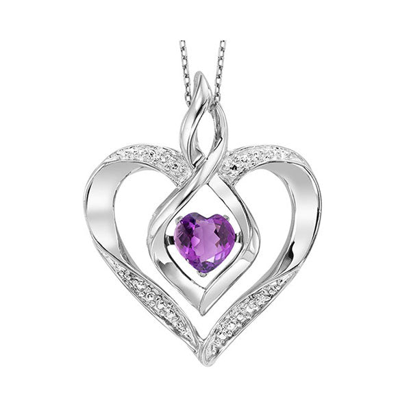 Gems One Silver Diamond (1/50 Ctw) & Created-Amethyst (1/4 Ctw) Pendant