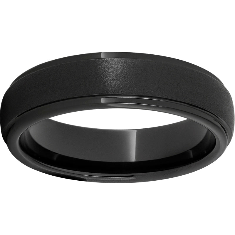 Black Diamond Ceramic Domed Grooved Edge Band with a Stone Finish