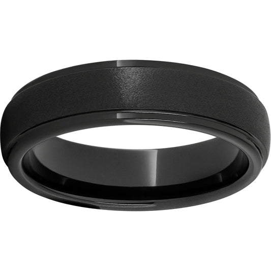 Black Diamond Ceramic Domed Grooved Edge Band with a Stone Finish