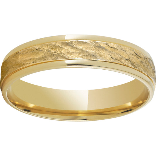 Modern Gold 5mm 10K Yellow Gold Ring with Rounded Edges and Bark Finish