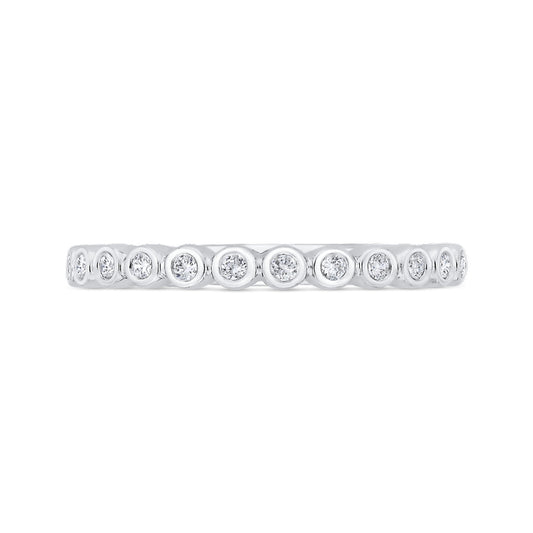 Shah Luxury 14K White Gold Bezel Set Diamond Wedding Band with Round Shank