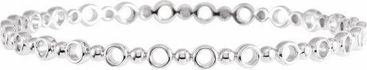 14K White 4.4 mm Geometric Bangle 7 Bracelet