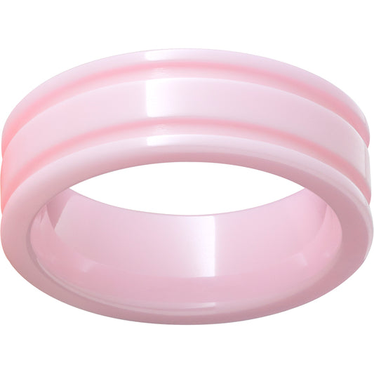 Pink Diamond CeramicFlat Ring with Rounded Edges