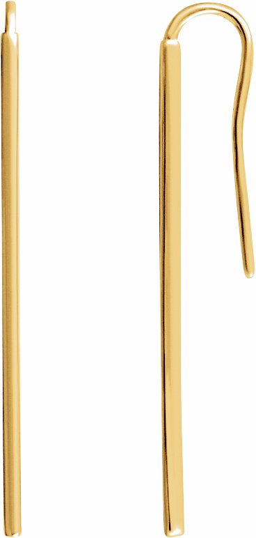 14K Yellow Vertical Bar Earrings