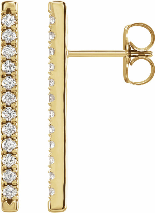 14K Yellow 1/3 CTW Diamond French-Set Bar Earrings