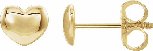 14K Yellow 5.9x5.4 mm Youth Puffed Heart Earrings