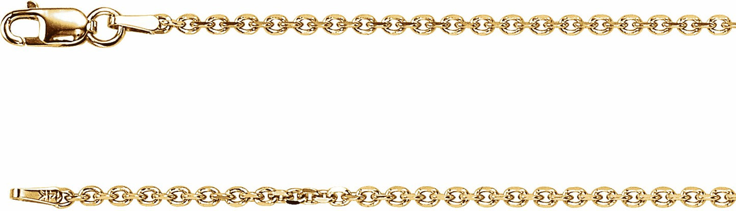 14K Yellow 1.75 mm Solid Diamond-Cut Cable 7 Chain