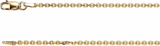 14K Yellow 1.75 mm Solid Diamond-Cut Cable 7 Chain