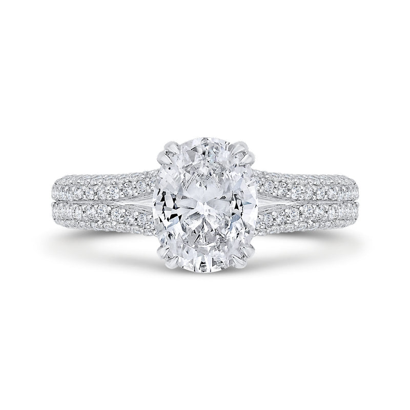 Shah Luxury 14K White Gold Diamond Engagement Ring (Semi-Mount)