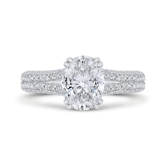Shah Luxury 14K White Gold Diamond Engagement Ring (Semi-Mount)