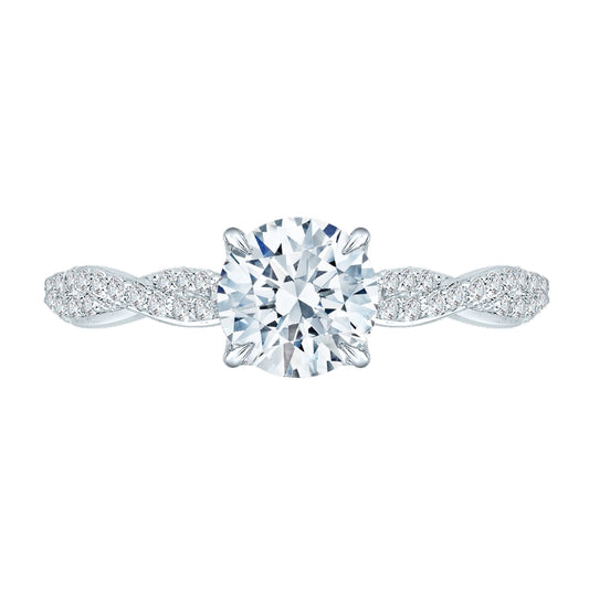 Shah Luxury 14K White Gold Round Diamond Engagement Ring (Semi-Mount)