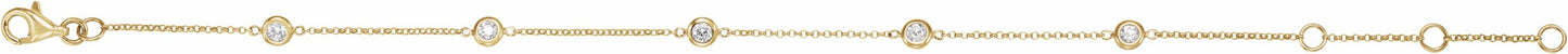 14K Yellow 1/4 CTW Diamond Bezel-Set 5-Station Bracelet