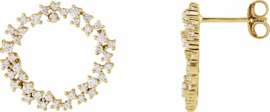14K Yellow 3/4 CTW Diamond Circle Earrings