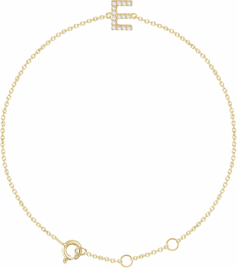 14K Yellow .06 CTW Diamond Initial E 6-7 Bracelet