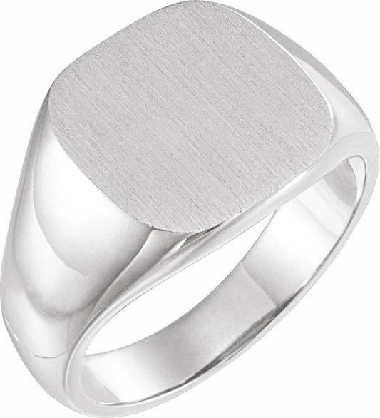 14K White 14 mm Square Signet Ring