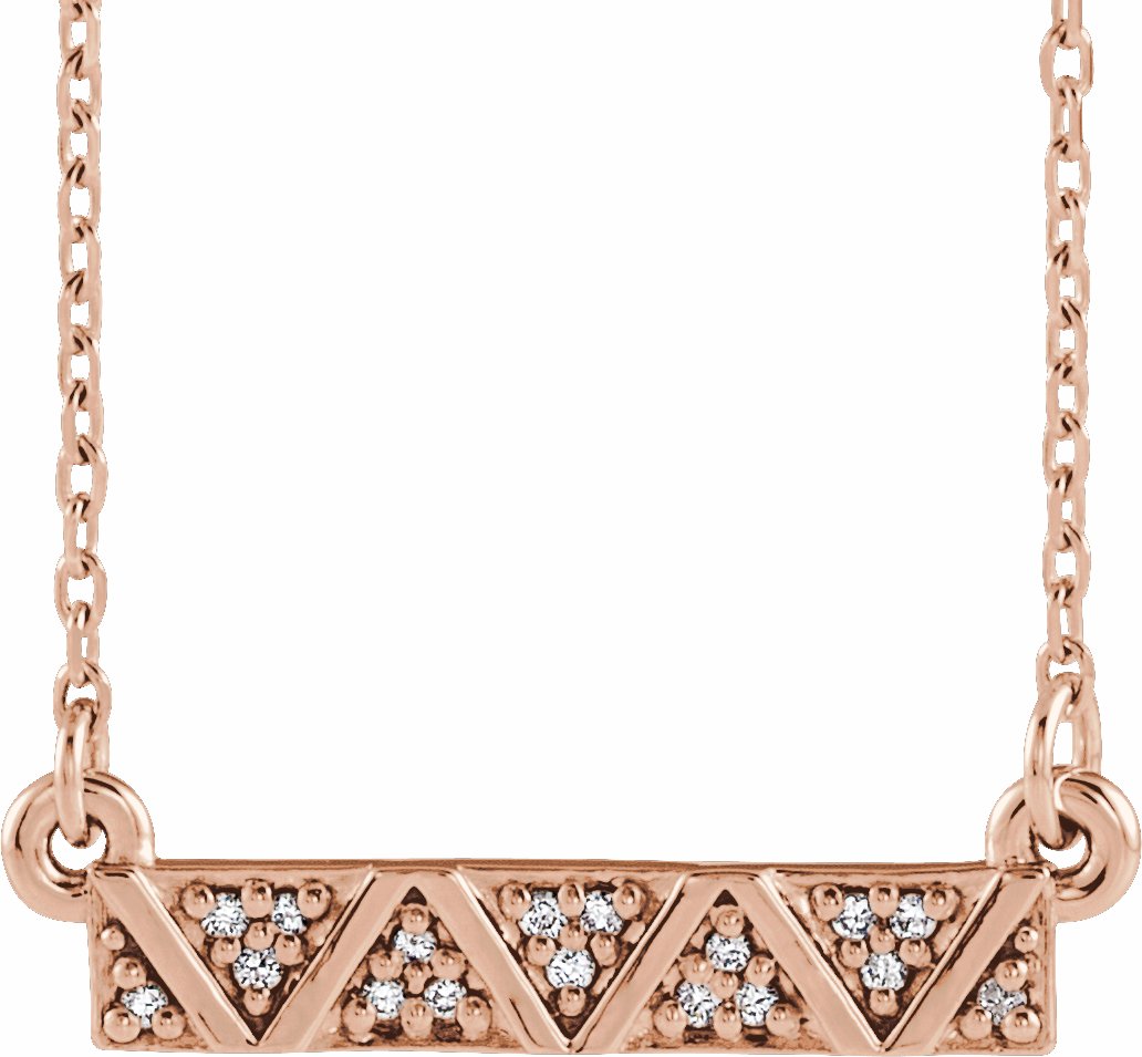 14K Rose .05 CTW Diamond Geometric Bar 16-18 Necklace