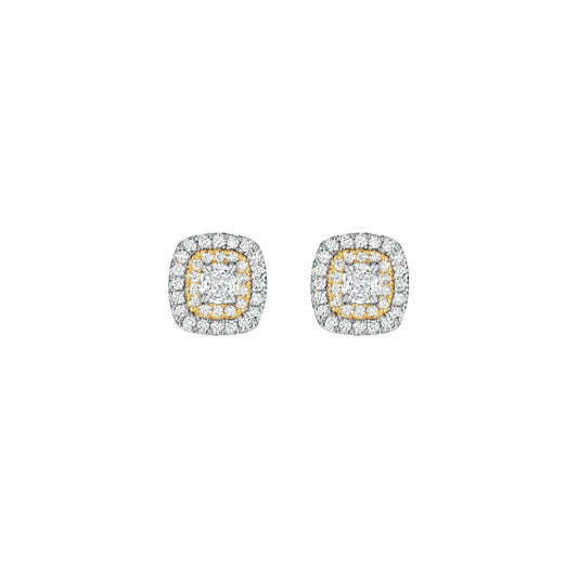 Henri Daussi Yellow Platinum Diamond Stud Earrings
