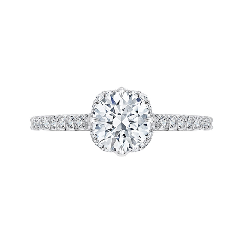 Shah Luxury 14K White Gold Round Diamond Engagement Ring with Euro Shank (Semi-Mount)