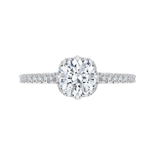 Shah Luxury 14K White Gold Round Diamond Engagement Ring with Euro Shank (Semi-Mount)