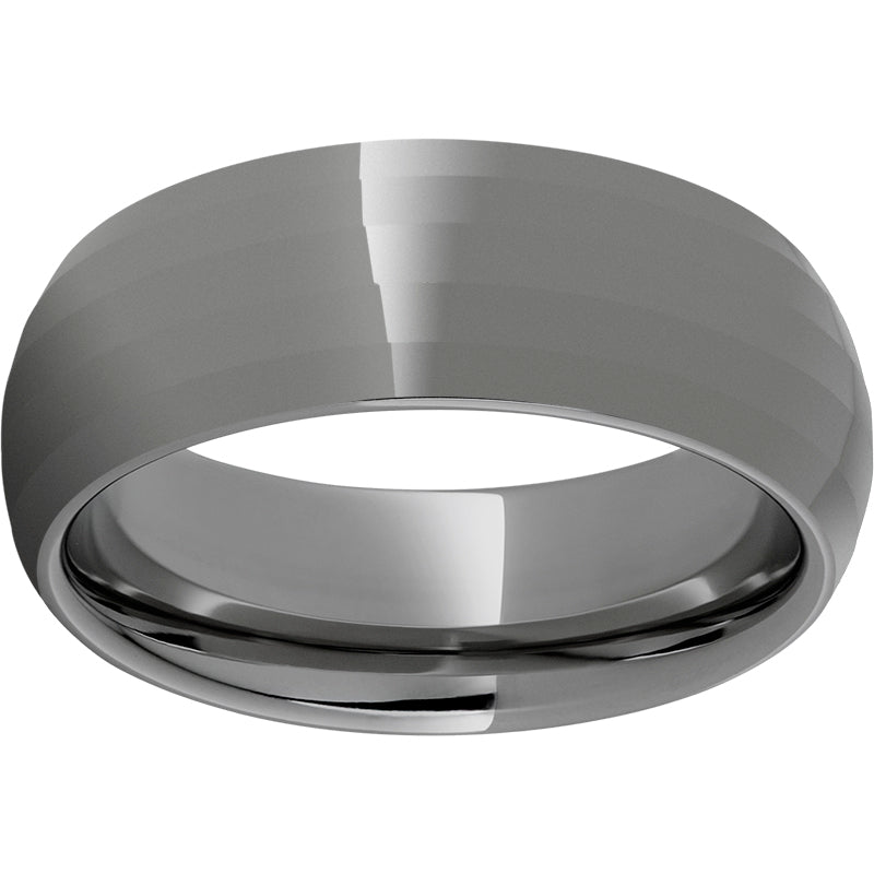 Rugged Tungsten  8mm Beveled Facets Polished Band