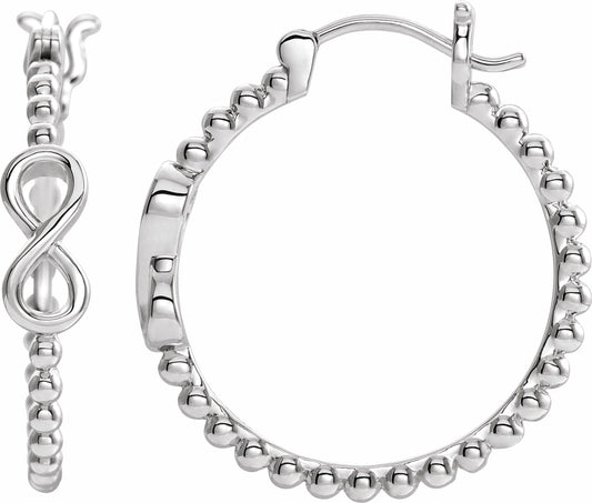 14K White 22.3 mm Infinity-Inspired Beaded Hoop Earrings