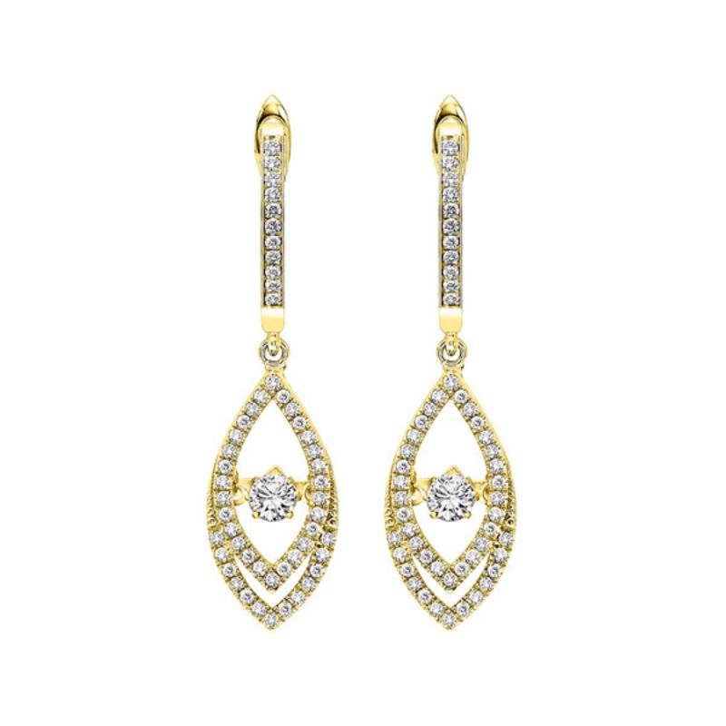 Gems One 14KT Yellow Gold & Diamond Rhythm Of Love Fashion Earrings  - 1/2 ctw