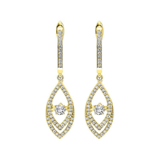 Gems One 14KT Yellow Gold & Diamond Rhythm Of Love Fashion Earrings  - 1/2 ctw